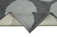 Purpleocco Blue Geometric Wool Cotton Handmade Rug 9'10'' x 13'5''