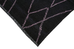 Purpleocco Black Geometric Wool Cotton Handmade Rug 8'11'' x 13'1''