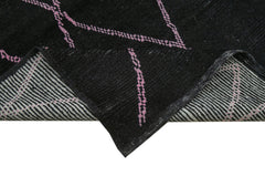 Purpleocco Black Geometric Wool Cotton Handmade Rug 8'11'' x 13'1''