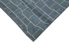 Purpleocco Grey Geometric Wool Cotton Handmade Rug 7'9'' x 9'11''