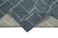 Purpleocco Grey Geometric Wool Cotton Handmade Rug 7'9'' x 9'11''