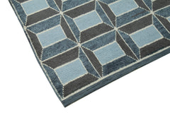 Purpleocco White Geometric Wool Cotton Handmade Rug 7'8'' x 10'0''