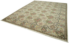 Tebriz Beige Classic Cotton Wool Handmade Area Rug 9'11'' x 13'0''