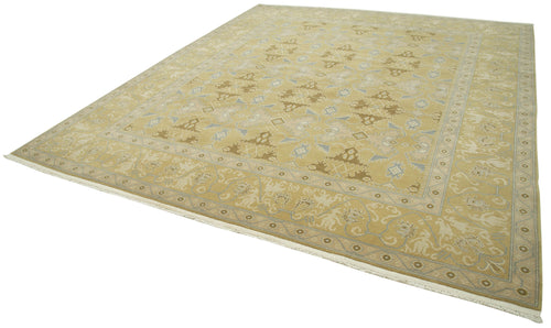 Tebriz Yellow Classic Cotton Wool Handmade Area Rug 9'11'' x 11'6''