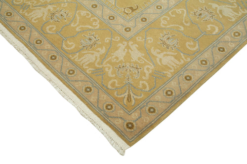 Tebriz Yellow Classic Cotton Wool Handmade Area Rug 9'11'' x 11'6''