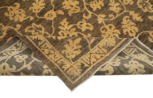 Tebriz Brown Classic Cotton Wool Handmade Area Rug 9'2'' x 11'2''