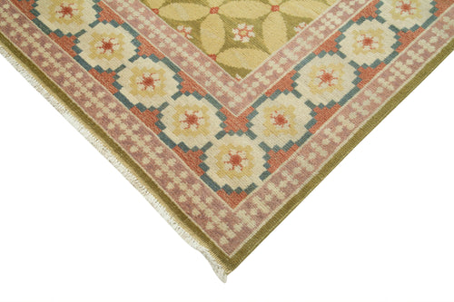 Handmade Area Rug – Classic Yellow Turkish Wool Rug 9'x12' Cotton Wool Carpet