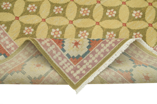 Handmade Area Rug – Classic Yellow Turkish Wool Rug 9'x12' Cotton Wool Carpet