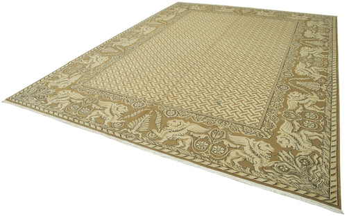 Tebriz Beige Classic Cotton Wool Handmade Area Rug 9'11'' x 13'5''