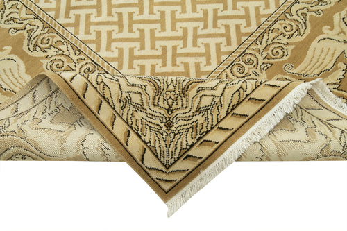 Tebriz Beige Classic Cotton Wool Handmade Area Rug 9'11'' x 13'5''