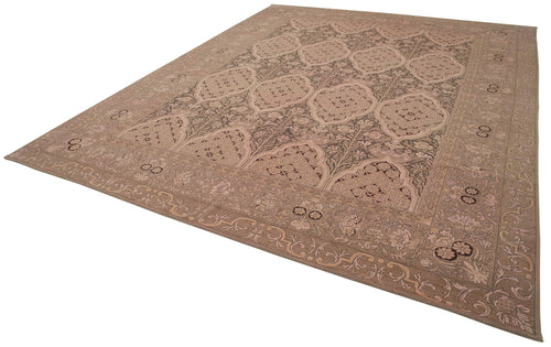 Tebriz Pink Classic Cotton Wool Handmade Area Rug 10'2'' x 12'11''