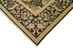 Tebriz Black Classic Cotton Wool Handmade Area Rug 10'0'' x 12'8''