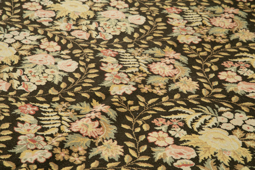 Tebriz Black Classic Cotton Wool Handmade Area Rug 10'0'' x 12'8''