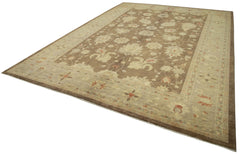 Tebriz Brown Classic Cotton Wool Handmade Area Rug 9'8'' x 13'8''
