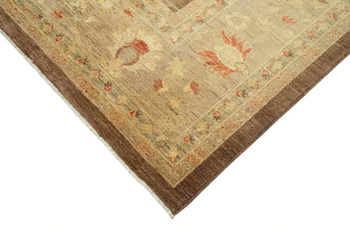 Tebriz Brown Classic Cotton Wool Handmade Area Rug 9'8'' x 13'8''