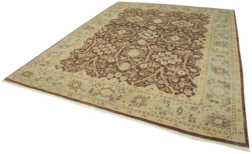 Tebriz Brown Classic Cotton Wool Handmade Area Rug 8'10'' x 11'7''