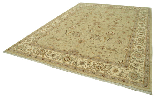 Tebriz Beige Classic Cotton Wool Handmade Area Rug 9'0'' x 12'0''