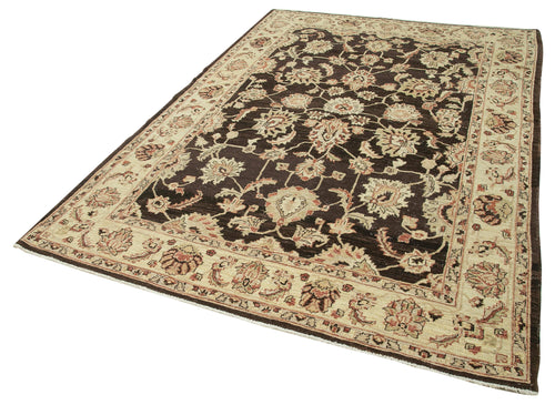 Tebriz Beige Classic Cotton Wool Handmade Area Rug 6'2'' x 9'1''