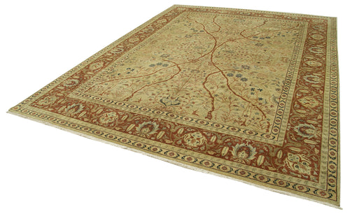 Tebriz Beige Classic Cotton Wool Handmade Area Rug 9'1'' x 12'0''