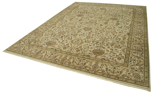 Tebriz Beige Classic Cotton Wool Handmade Area Rug 9'0'' x 12'0''