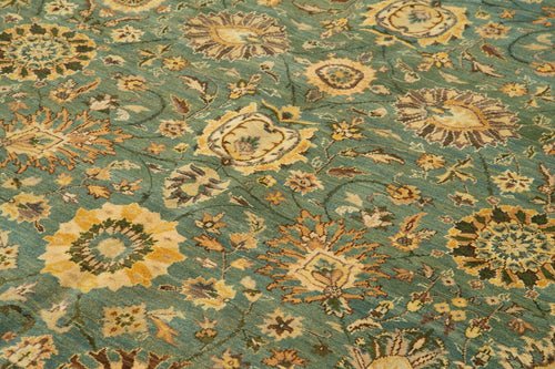 Tebriz Yellow Classic Cotton Wool Handmade Area Rug 9'0'' x 12'0''