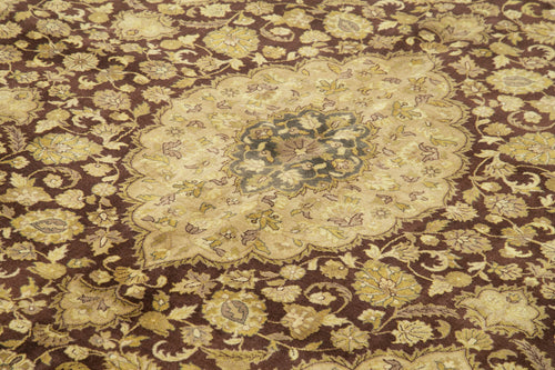 Tebriz Yellow Classic Cotton Wool Handmade Area Rug 8'11'' x 12'2''