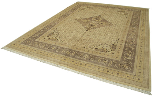 Tebriz Beige Classic Cotton Wool Handmade Area Rug 9'2'' x 12'1''