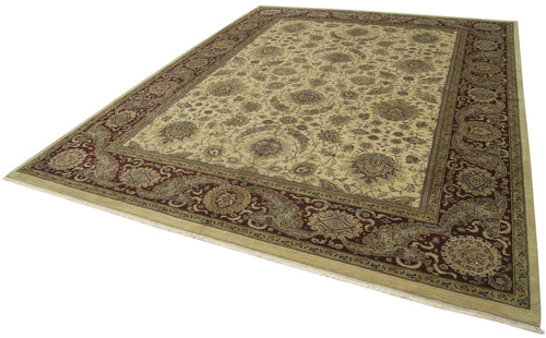 Tebriz Beige Classic Cotton Wool Handmade Area Rug 9'2'' x 12'1''