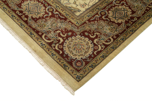 Tebriz Beige Classic Cotton Wool Handmade Area Rug 9'2'' x 12'1''