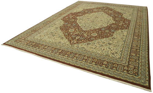 Handmade Area Rug – Classic Beige Turkish Hand Knotted Wool Carpet 9'9''x13'6''