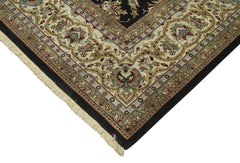 Handmade Area Rug – Classic Black Tebriz Wool & Cotton Carpet 9'2''x12'3''