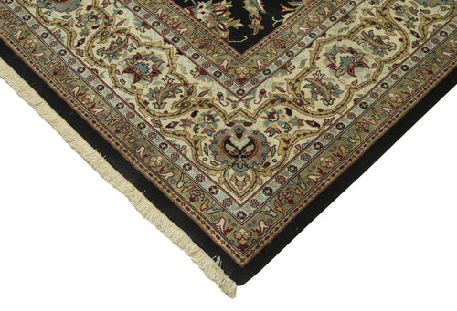 Handmade Area Rug – Classic Black Tebriz Wool & Cotton Carpet 9'2''x12'3''