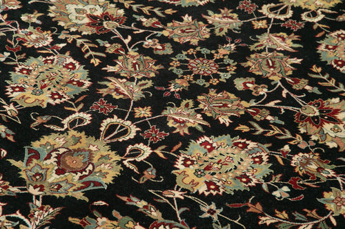 Handmade Area Rug – Classic Black Tebriz Wool & Cotton Carpet 9'2''x12'3''