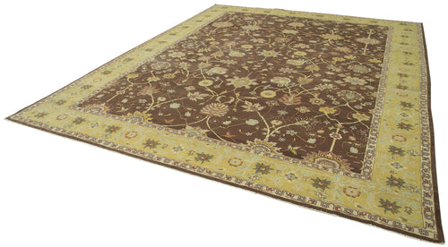 Tebriz Brown Classic Cotton Wool Handmade Area Rug 10'9'' x 13'7''