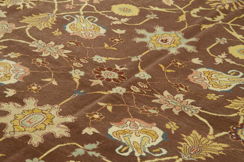 Tebriz Brown Classic Cotton Wool Handmade Area Rug 10'9'' x 13'7''