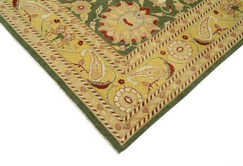 Tebriz Yellow Classic Cotton Wool Handmade Area Rug 10'3'' x 12'10''