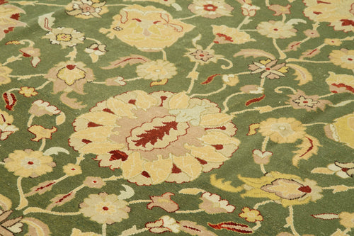 Tebriz Yellow Classic Cotton Wool Handmade Area Rug 10'3'' x 12'10''