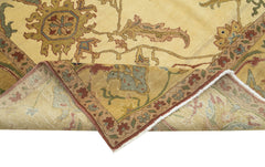 Handmade Area Rug - Tebriz Beige Classic Cotton Wool Vintage Carpet 9'10'' x 13'1''