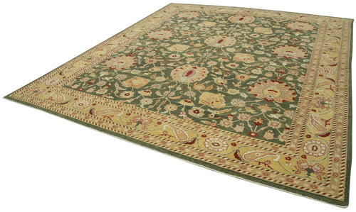 Tebriz Yellow Classic Cotton Wool Handmade Area Rug 10'5'' x 12'2''