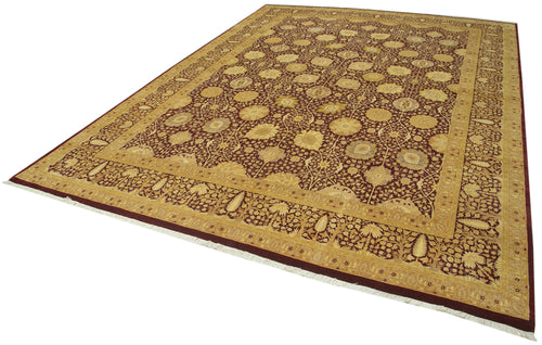 Tebriz Yellow Classic Cotton Wool Handmade Area Rug 9'0'' x 12'5''