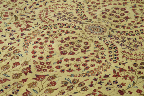 Tebriz Beige Classic Cotton Wool Handmade Area Rug 8'8'' x 11'8''