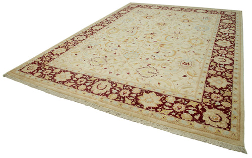 Handmade Area Rug - Classic Beige Turkish Hand Knotted Cotton Wool Carpet 10'x13'10''