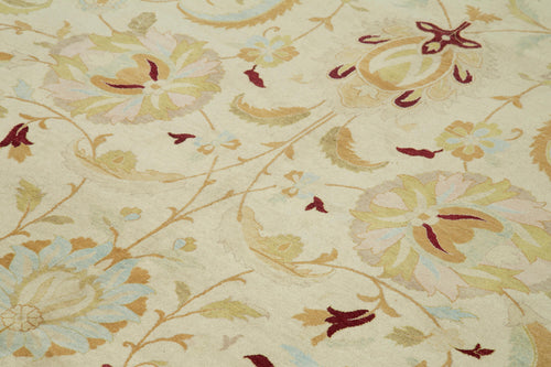 Handmade Area Rug - Classic Beige Turkish Hand Knotted Cotton Wool Carpet 10'x13'10''