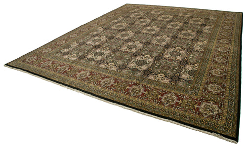 Tebriz Green Classic Cotton Wool Handmade Area Rug 11'10'' x 14'8''