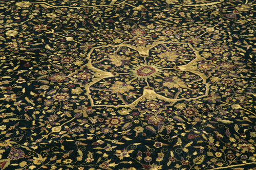 Tebriz Yellow Classic Cotton Wool Handmade Area Rug 9'9'' x 13'11''