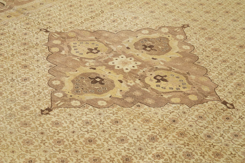 Tebriz Beige Classic Cotton Wool Handmade Area Rug 10'0'' x 13'8''