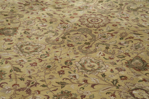 Tebriz Yellow Classic Cotton Wool Handmade Area Rug 11'2'' x 17'11''