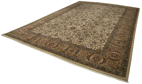 Tebriz Beige Classic Cotton Wool Handmade Area Rug 12'2'' x 17'3''