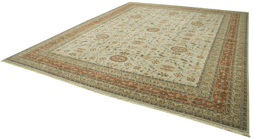 Tebriz Beige Classic Cotton Wool Handmade Area Rug 11'11'' x 14'9''