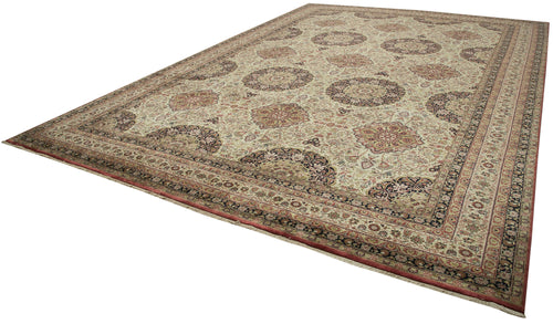 Tebriz Beige Classic Cotton Wool Handmade Area Rug 12'2'' x 17'11''